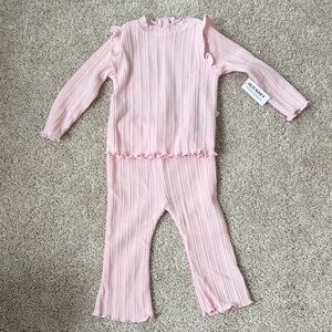 Old Navy Pink Ribbed Ruffle Two-Piece Set